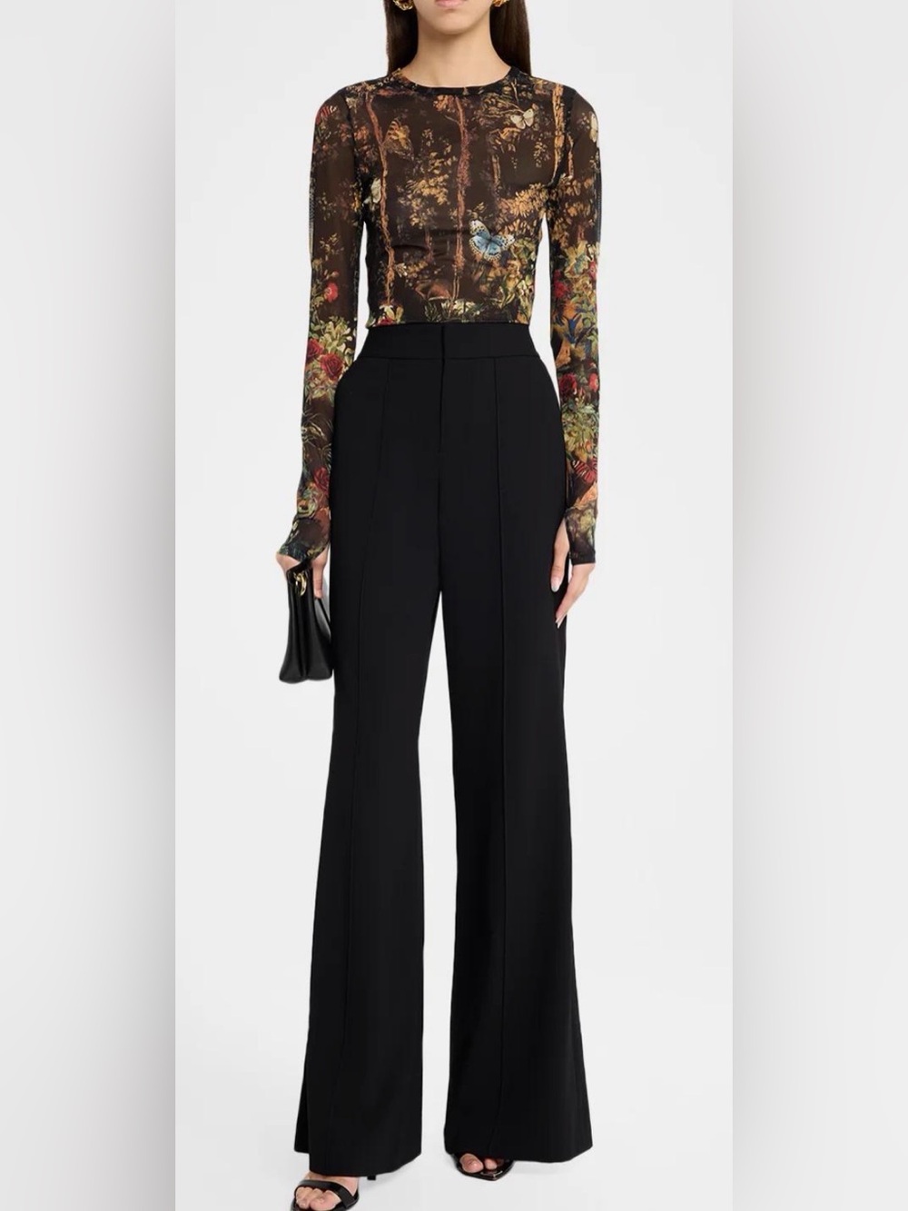 Alice + Olivia Delaina Long-Sleeve Sheer Top